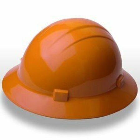 ERB Americana Full Brim Safety Helmets HAT STYLE, 4-PT NYLON SUSPENSION w/SLIDE-LOCK ADJUSTMENT, Orange 19203